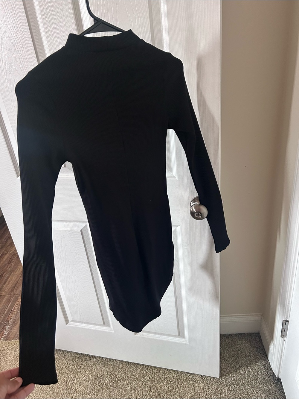 Fashion Nova Black Long Sleeve Ribbed Bodycon Dress - Picture 2 of 2